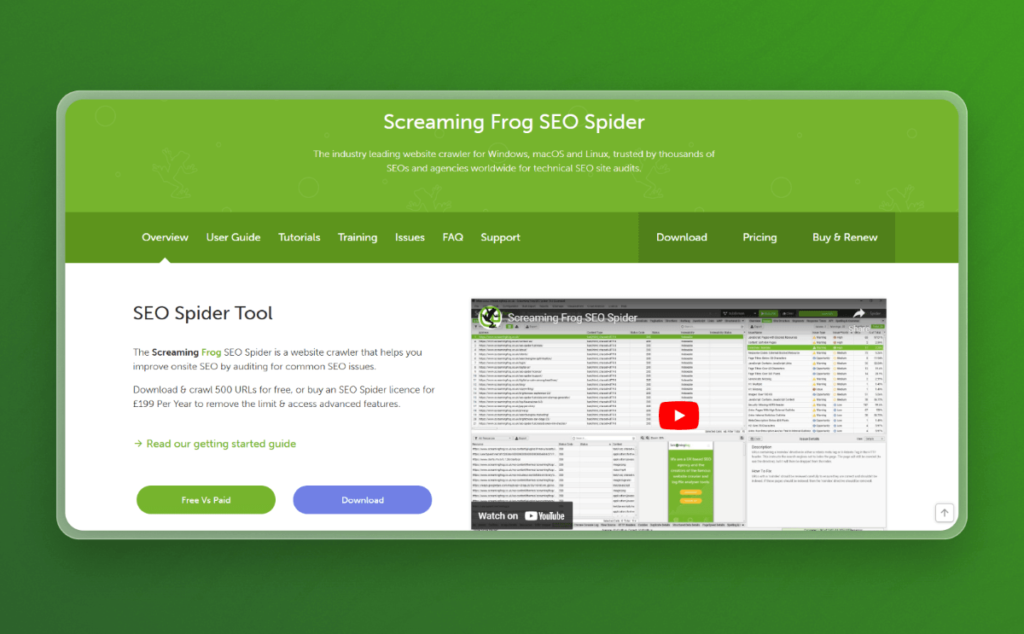 Screaming Frog SEO Spider Tool