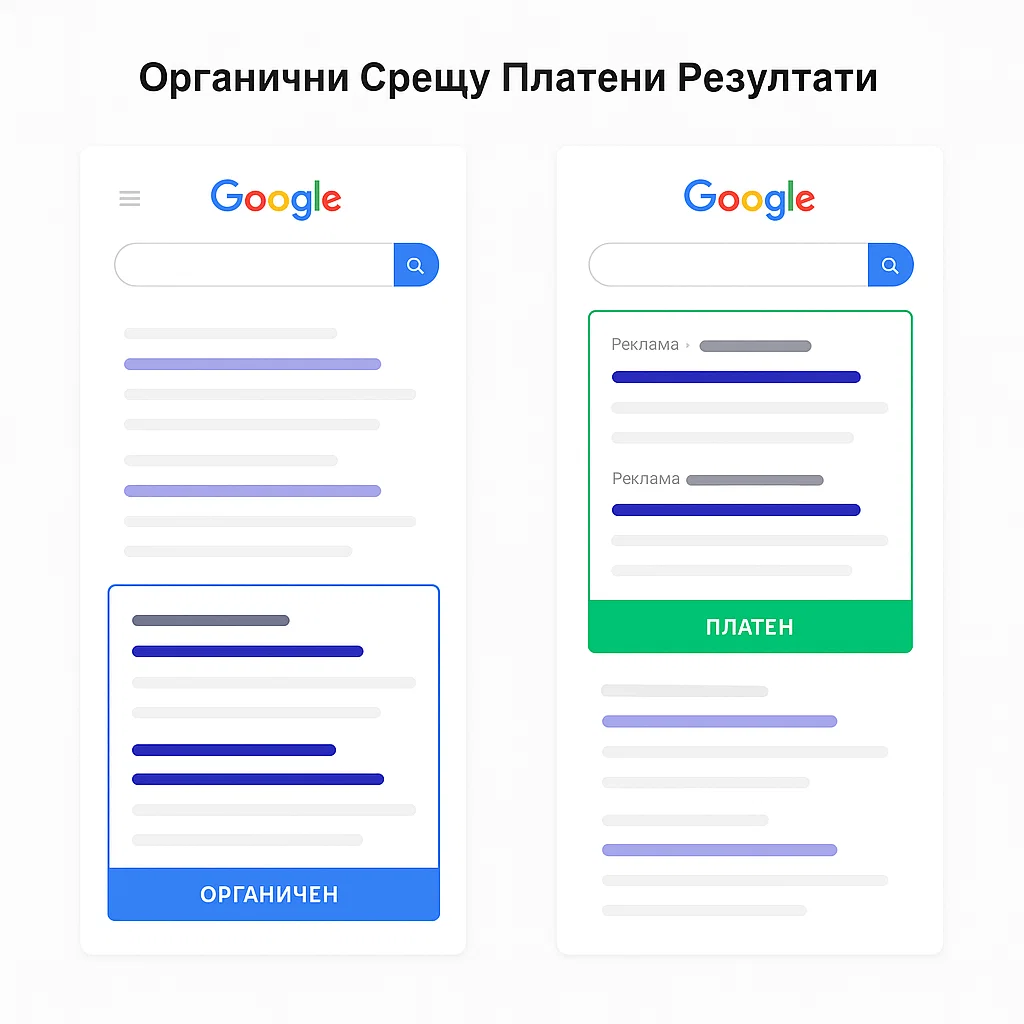 Органични срещу платени резултати Органични срещу платени резултати