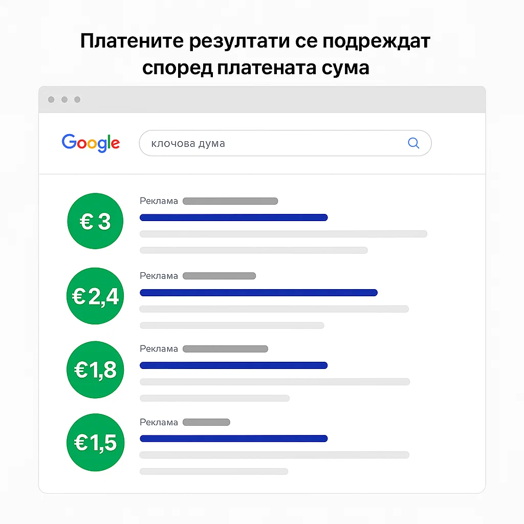 класиране на платени резултати в SERPs класиране на платени резултати в SERPs
