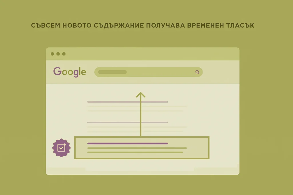 Новото съдържание получава временен трасък във SERPs