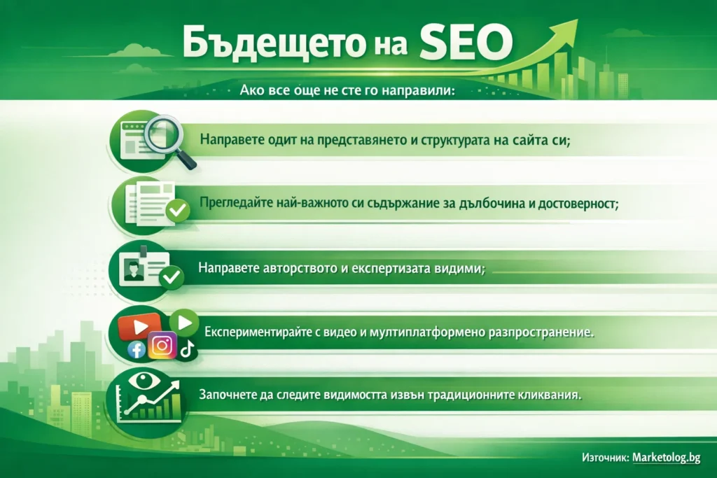 Бъдещето на SEO: За Какво Трябва да се Подготвят Маркетолозите през 2026 7 Бъдещето на SEO през 2026 - Прогноза от marketolog.bg